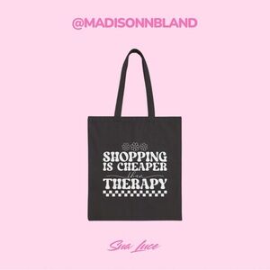 Shopping Therapy Cotton Tote Bag - Available in Beige, Pink, Brown, & Black